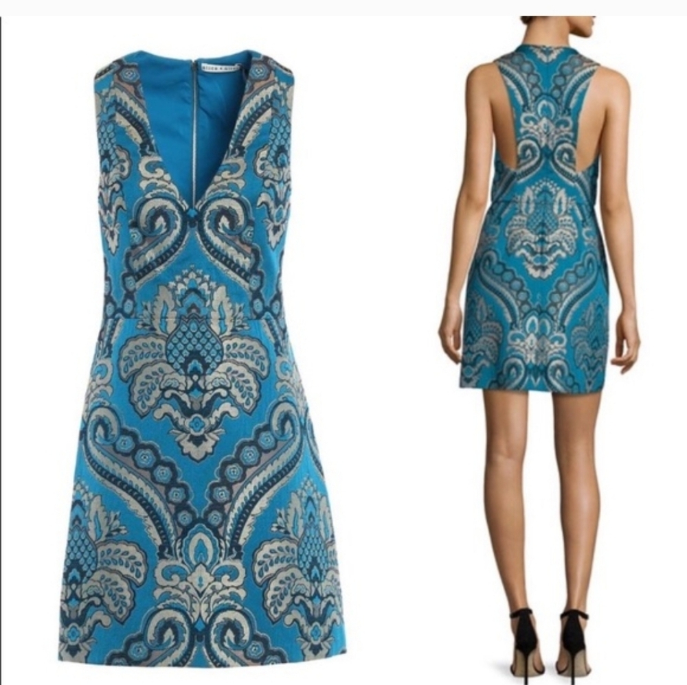 Alice + Olivia Natalee Jacquard Racerback A-Line Dress